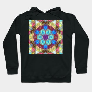 Mosaic Mandala Blue Pink and Yellow Hoodie